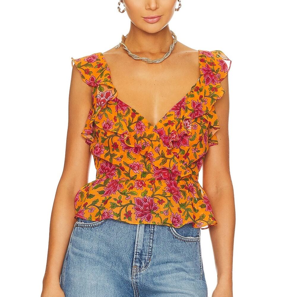 Veronica Beard Floral Multicolor Randa Top Size 4